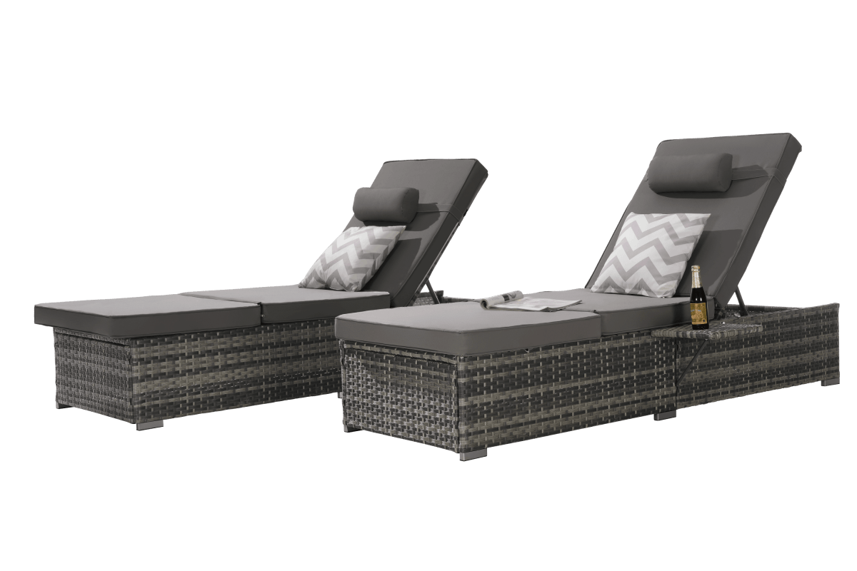 2-Piece Outdoor Adjustable Rattan Chaise Lounge Chair Set - Omega Lifestyles