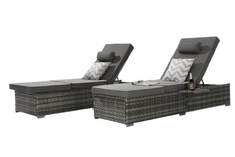 2-Piece Outdoor Adjustable Rattan Chaise Lounge Chair Set - Omega Lifestyles