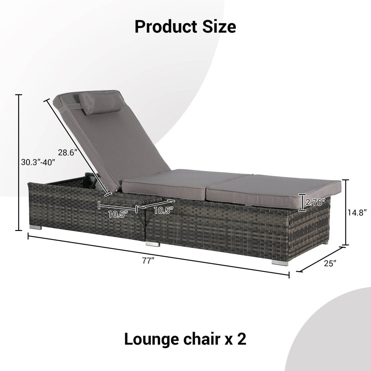 2-Piece Outdoor Adjustable Rattan Chaise Lounge Chair Set - Omega Lifestyles