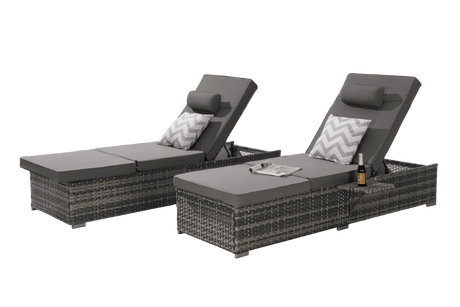 2-Piece Outdoor Adjustable Rattan Chaise Lounge Chair Set - Omega Lifestyles