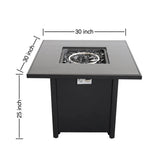 30 - Inch Black Steel Propane Fire Pit Table - Lunara - Omega Lifestyles