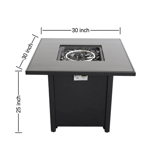 30-Inch Black Steel Propane Fire Pit Table - Omega Lifestyles