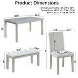 6-Piece Solid Wood Dining Table Set With Upholstered Bench - Omega Lifestyles