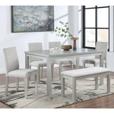 6-Piece Solid Wood Dining Table Set With Upholstered Bench - Omega Lifestyles