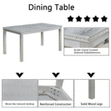 6-Piece Solid Wood Dining Table Set With Upholstered Bench - Omega Lifestyles