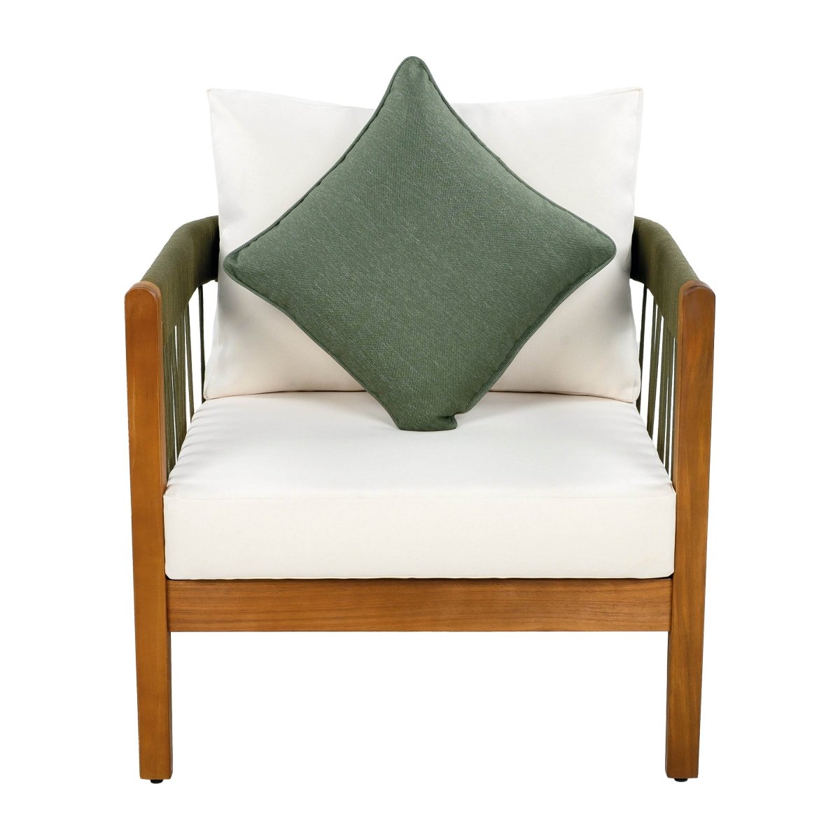 Acacia Wood Outdoor Club Chair With Handwoven Rope - Sleep Galleria