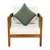 Acacia Wood Outdoor Club Chair With Handwoven Rope - Sleep Galleria