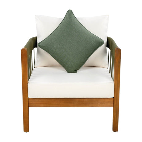 Acacia Wood Outdoor Club Chair With Handwoven Rope - Sleep Galleria