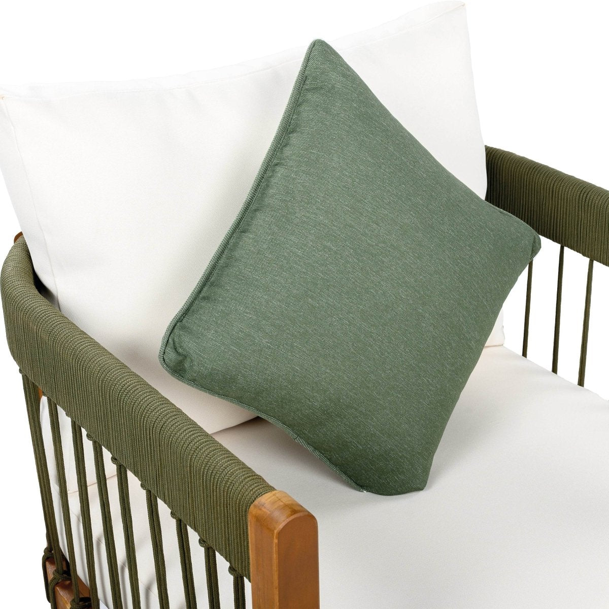 Acacia Wood Outdoor Club Chair With Handwoven Rope - Sleep Galleria