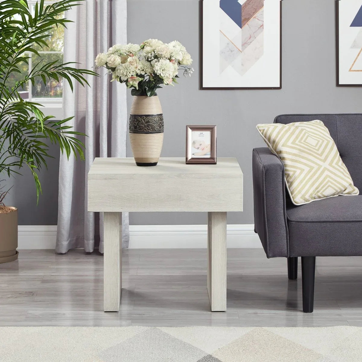 Athens Contemporary White MDF Modern Accent End Table - Omega Lifestyles