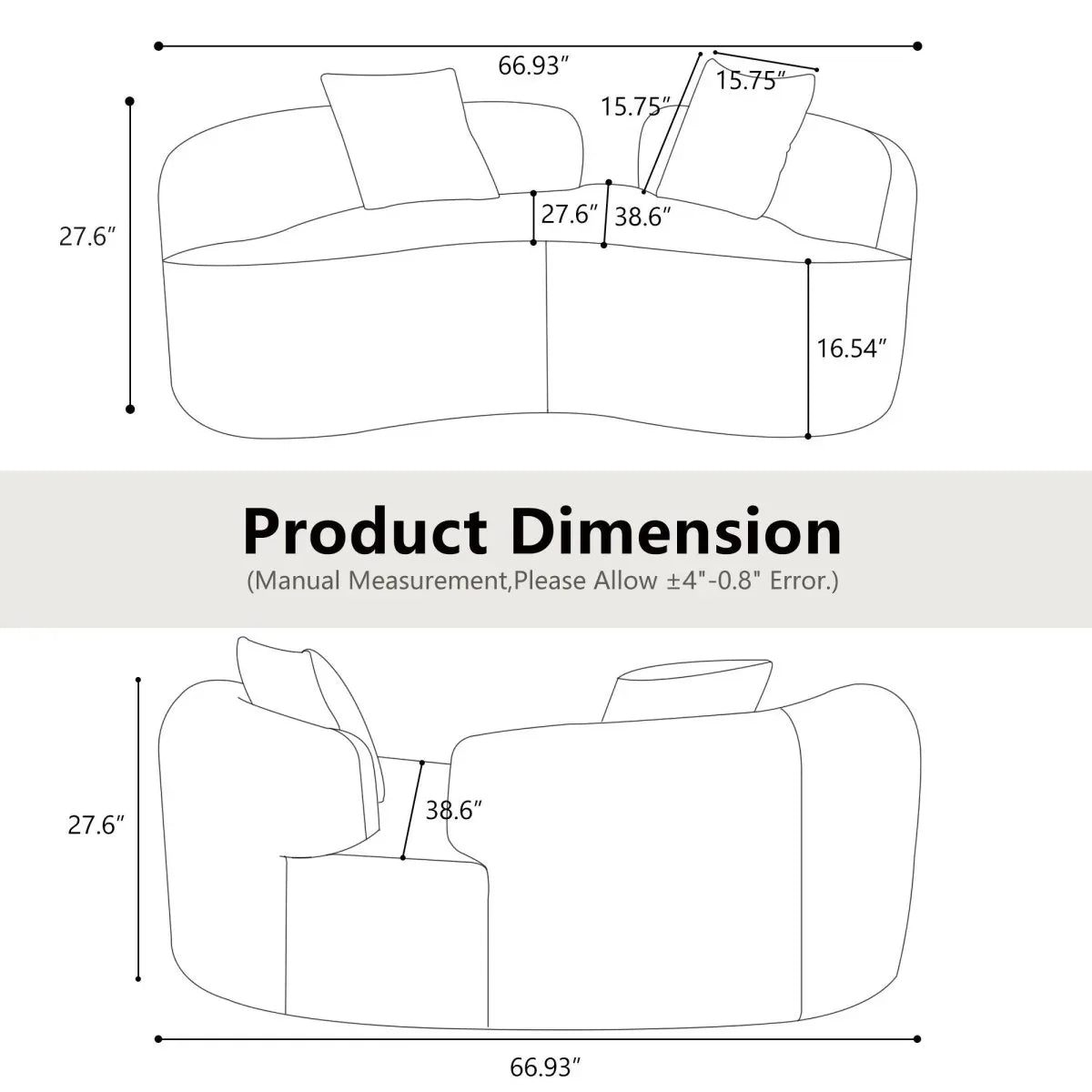 Curved Medium-Firm Foam Spring Loveseat White - Omega Lifestyles