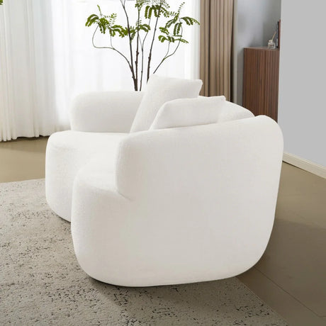 Curved Medium-Firm Foam Spring Loveseat White - Omega Lifestyles