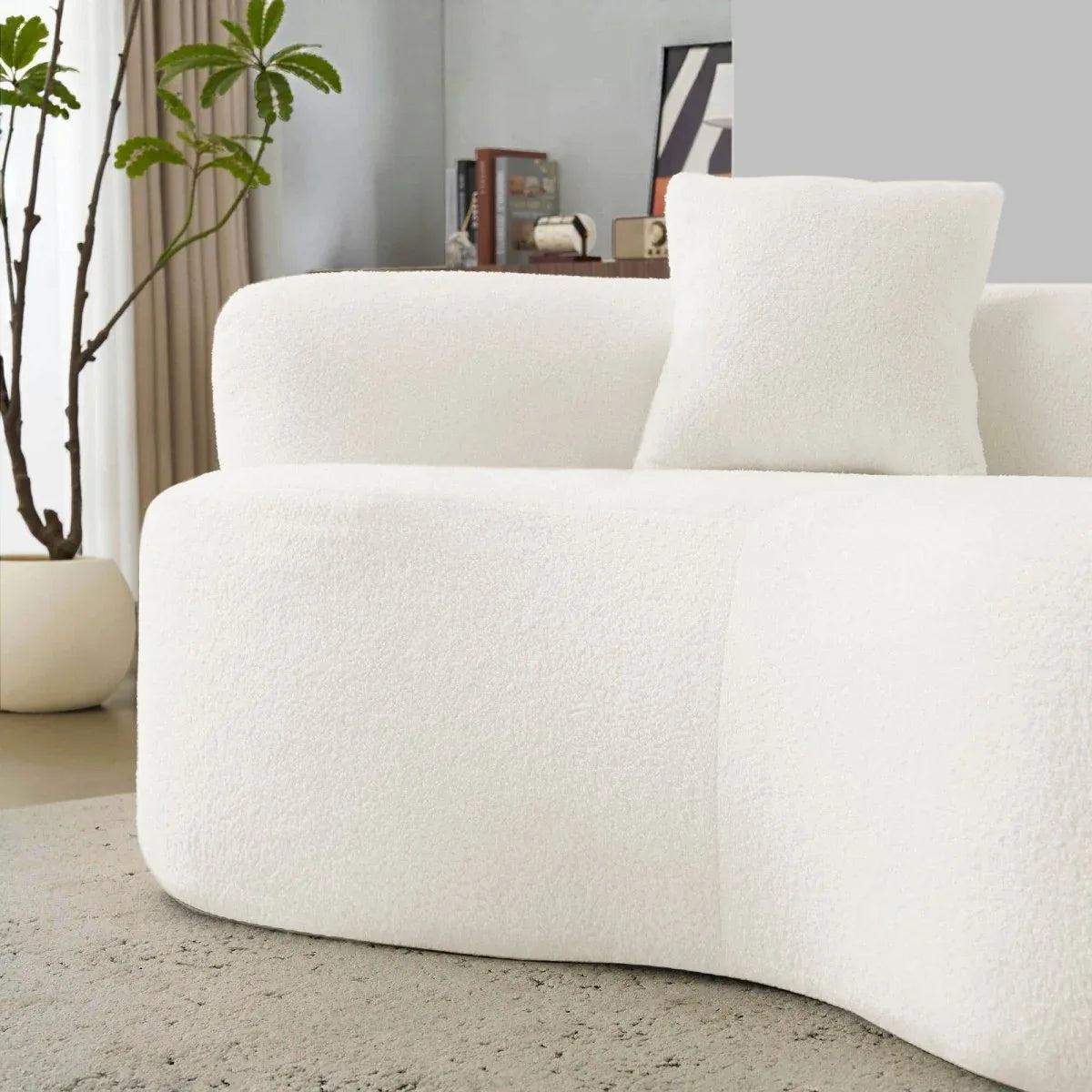 Curved Medium-Firm Foam Spring Loveseat White - Omega Lifestyles