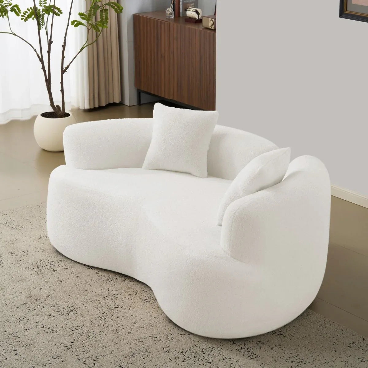 Curved Medium-Firm Foam Spring Loveseat White - Omega Lifestyles
