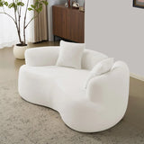 Curved Medium-Firm Foam Spring Loveseat White - Omega Lifestyles