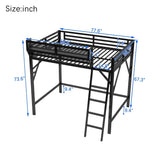 Full Metal Full Size Loft Bed With Ladder And Storage Shelves - Omega Lifestyles
