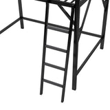 Full Metal Full Size Loft Bed With Ladder And Storage Shelves - Omega Lifestyles