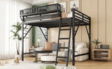 Full Metal Full Size Loft Bed With Ladder And Storage Shelves - Omega Lifestyles