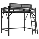 Full Metal Full Size Loft Bed With Ladder And Storage Shelves - Omega Lifestyles