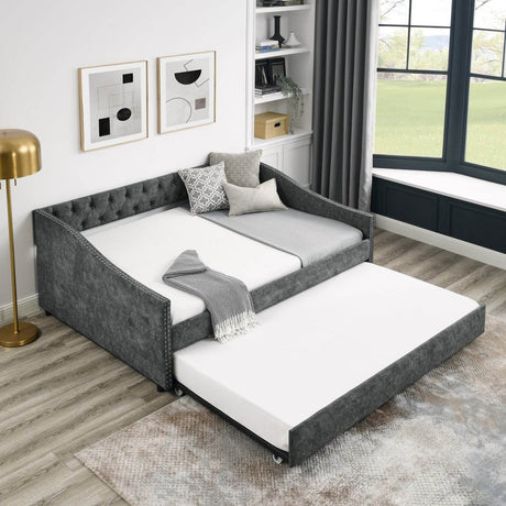 Full Size Upholstered Tufted Daybed With Trundle - Sleep Galleria