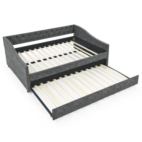Full Size Upholstered Tufted Daybed With Trundle - Sleep Galleria