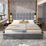 King Upholstered Velvet Bed Frame With USB Lamp - Omega Lifestyles