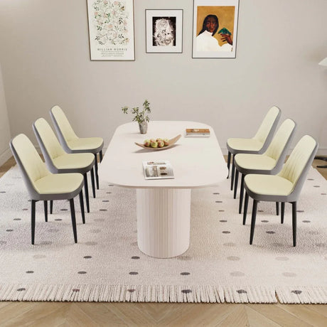 Medieval Modern MDF Dining Table With Six PU Chairs - Omega Lifestyles