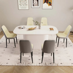 Medieval Modern MDF Dining Table With Six PU Chairs - Omega Lifestyles