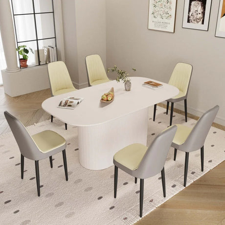 Medieval Modern MDF Dining Table With Six PU Chairs - Omega Lifestyles