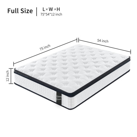 Medium 12-Inch Hybrid Pocket Spring Memory Foam Mattress - Sleep Galleria