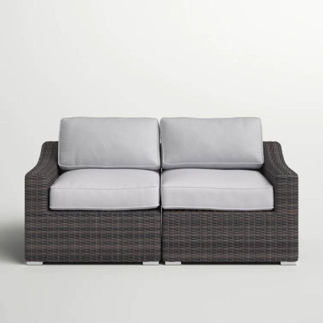 Modern All - Weather Wicker Outdoor Loveseat With Cushions - Lunara - Omega Lifestyles
