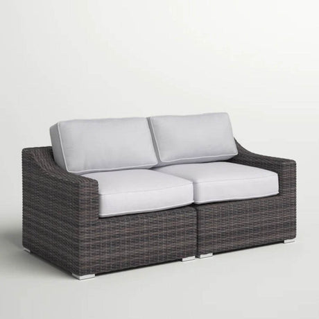 Modern All - Weather Wicker Outdoor Loveseat With Cushions - Lunara - Omega Lifestyles
