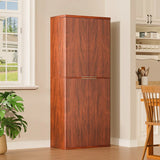 Modern Fluted Walnut Pantry Cabinet With Six Shelves - Omega Lifestyles