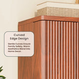 Modern Fluted Walnut Pantry Cabinet With Six Shelves - Omega Lifestyles