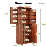 Modern Fluted Walnut Pantry Cabinet With Six Shelves - Omega Lifestyles
