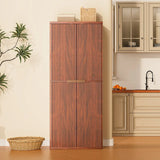 Modern Fluted Walnut Pantry Cabinet With Six Shelves - Omega Lifestyles