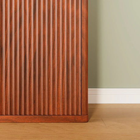Modern Fluted Walnut Pantry Cabinet With Six Shelves - Omega Lifestyles