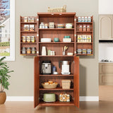 Modern Fluted Walnut Pantry Cabinet With Six Shelves - Omega Lifestyles