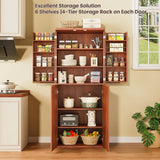 Modern Fluted Walnut Pantry Cabinet With Six Shelves - Omega Lifestyles