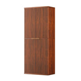 Modern Fluted Walnut Pantry Cabinet With Six Shelves - Omega Lifestyles