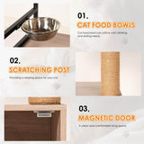 Modern Gray White Cat Tree With Litter Box Enclosure - Lunara - Omega Lifestyles