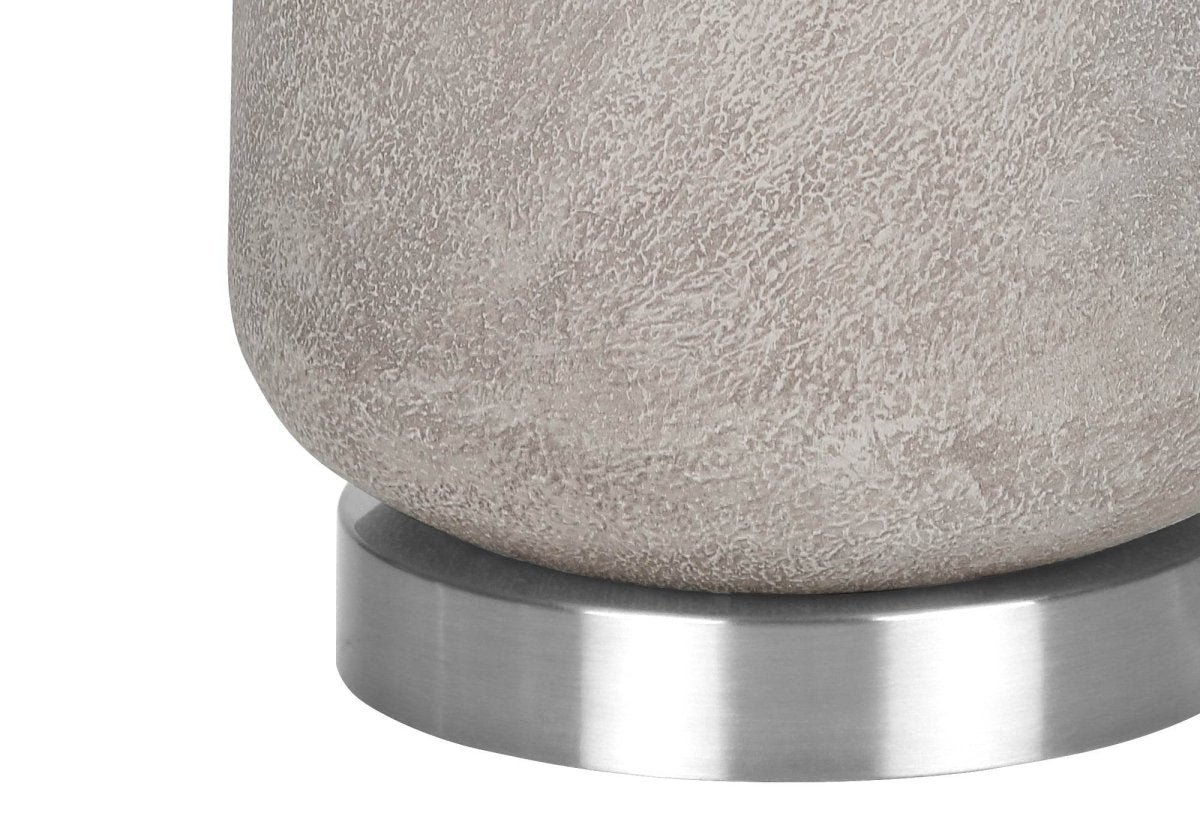Modern Grey Resin Table Lamp With Ivory Shade - Sleep Galleria