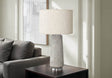 Modern Grey Resin Table Lamp With Ivory Shade - Sleep Galleria