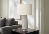 Modern Grey Resin Table Lamp With Ivory Shade - Sleep Galleria