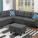 Modern L-Shaped Linen Sectional Sofa With Ottoman And Pillows - Omega Lifestyles