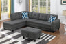 Modern L-Shaped Linen Sectional Sofa With Ottoman And Pillows - Omega Lifestyles