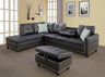 Modern L-Shaped Linen Sectional Sofa With Ottoman And Pillows - Omega Lifestyles