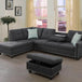 Modern L-Shaped Linen Sectional Sofa With Ottoman And Pillows - Omega Lifestyles