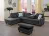 Modern L-Shaped Linen Sectional Sofa With Ottoman And Pillows - Omega Lifestyles