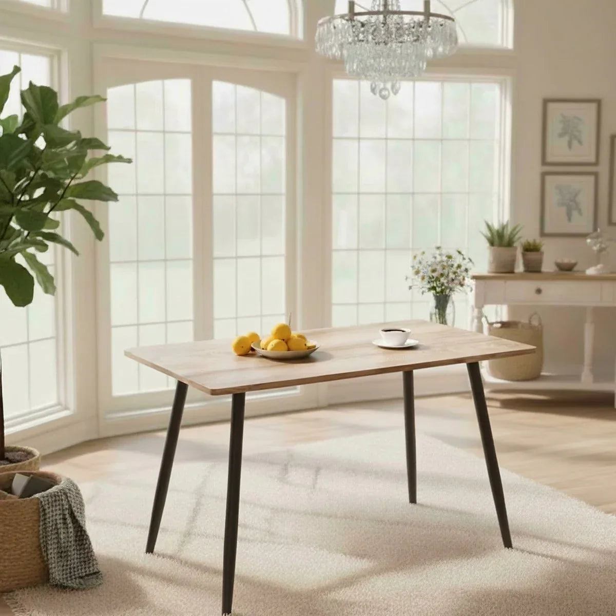 Modern MDF Wood Rectangle Dining Table With Chairs Set - Omega Lifestyles